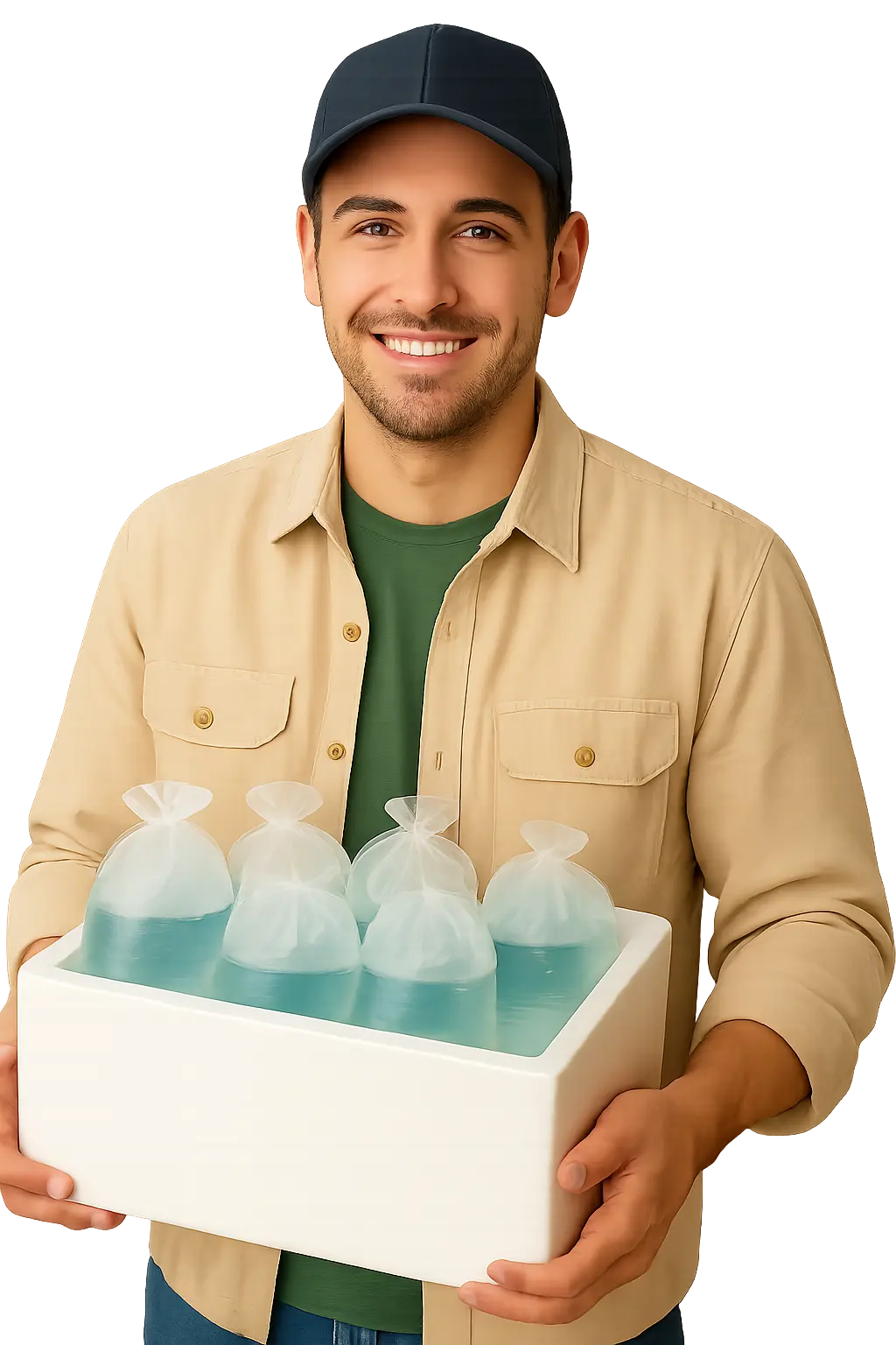 man holding aquarium livestock